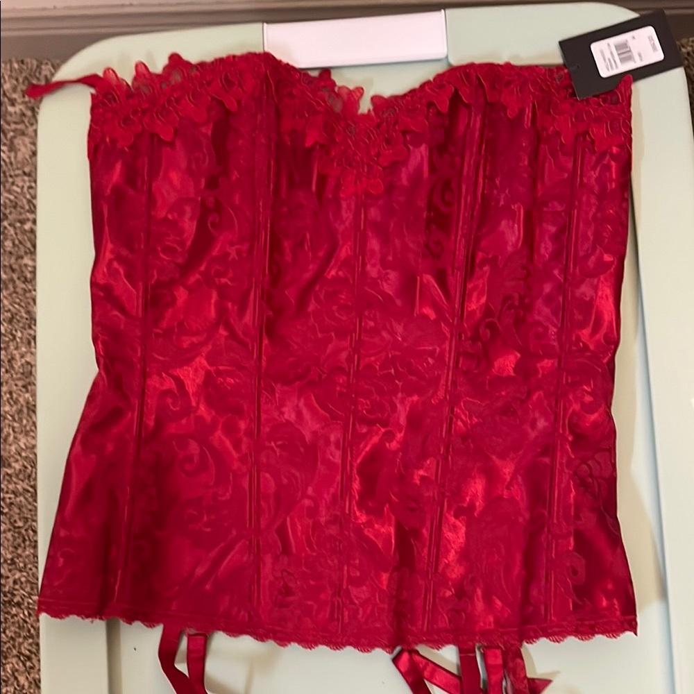 Elegant Red Lace Corset Top